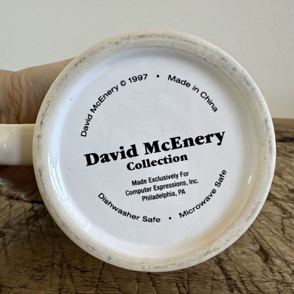 Vintage Curious Cat Spaghetti David McEnery Coffee Mug 1997 Cute Collectible - Picture 2 of 9